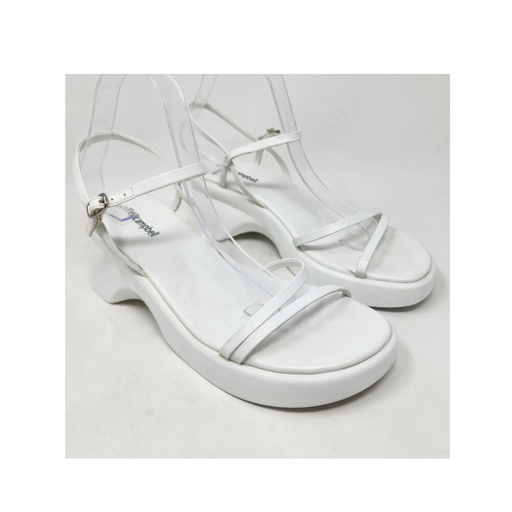 Jeffrey Campbell Leonel Sandals Women 9.5 White Strappy Platform Ankle Strap